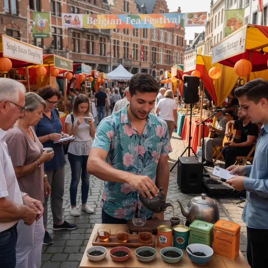 Vue rapprochГ©e des feuilles de thГ© Darjeeling, mettant en valeur leur texture dГ©licate.